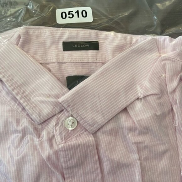 J Crew Shirt Mens L Pink Ludlow Button Up 120s 2 Ply Long Sleeve Cotton/Linen - Picture 8 of 8